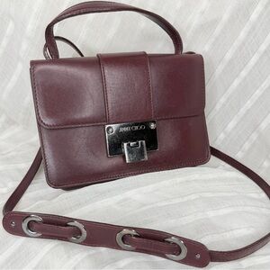 Jimmy Choo Bordeaux Leather Handbag / Crossbody Bag